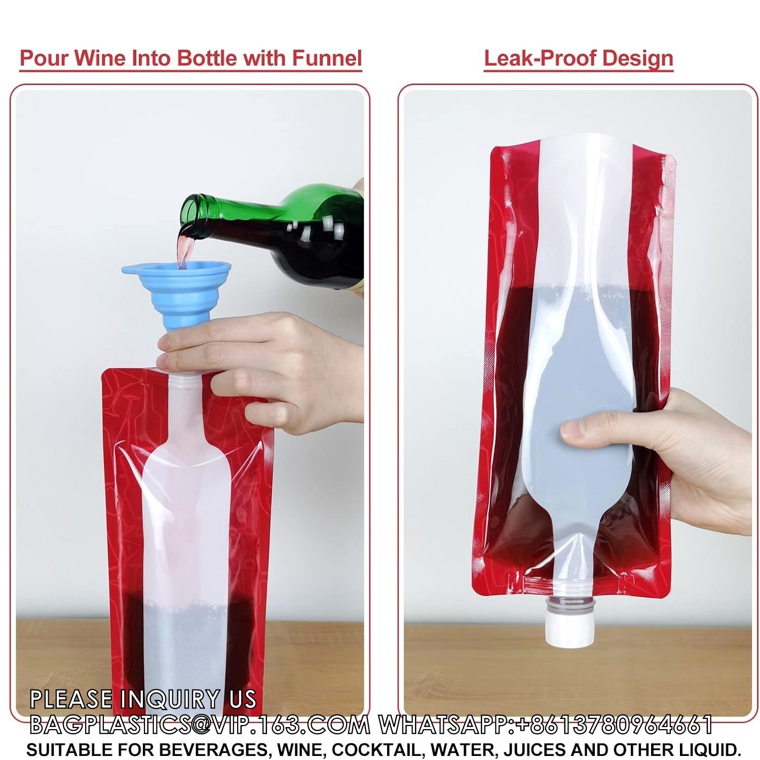 Foldable Wine Bags Travel Wine Bags Wine Pouch With Collapsible Funnel Wine Bottle Bag Flask For Travel,Party