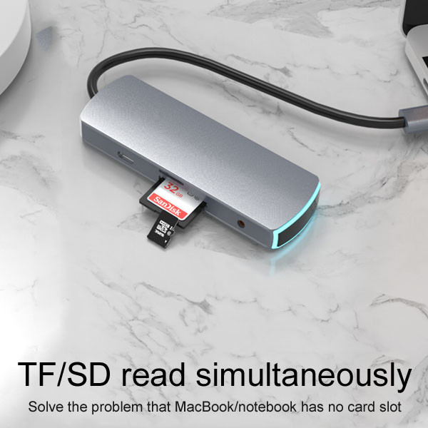 TF PD Charger Hub Adapter USB3.0 8 In 1 Type C To 4K Docking Station FCC