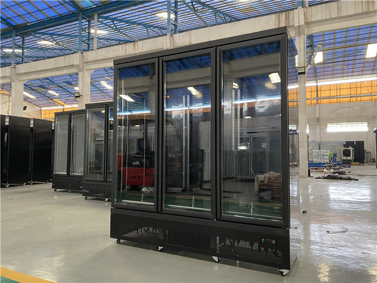 Supermarket Vertical Ice Cream Refrigerated Display Freezer Glass Door Showcase