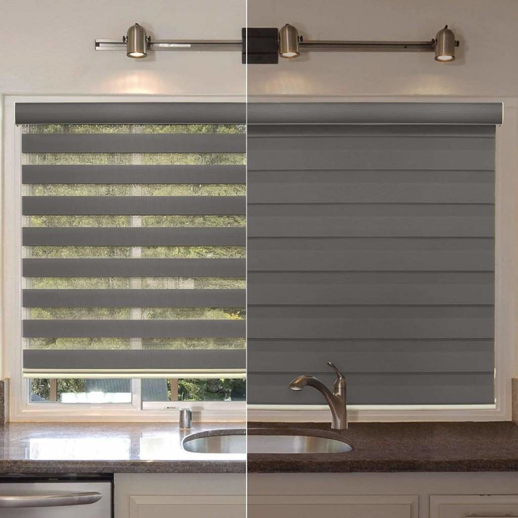 Mildew Resistant Blackout Pull Bead Zebra Curtain For Kitchen