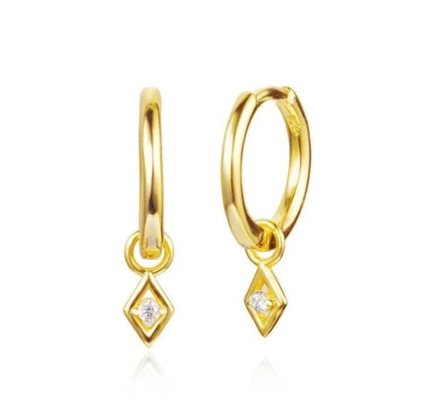 Option Stone Color Trendy 18k Real Gold Plated Hoop Dangle Earring in 925