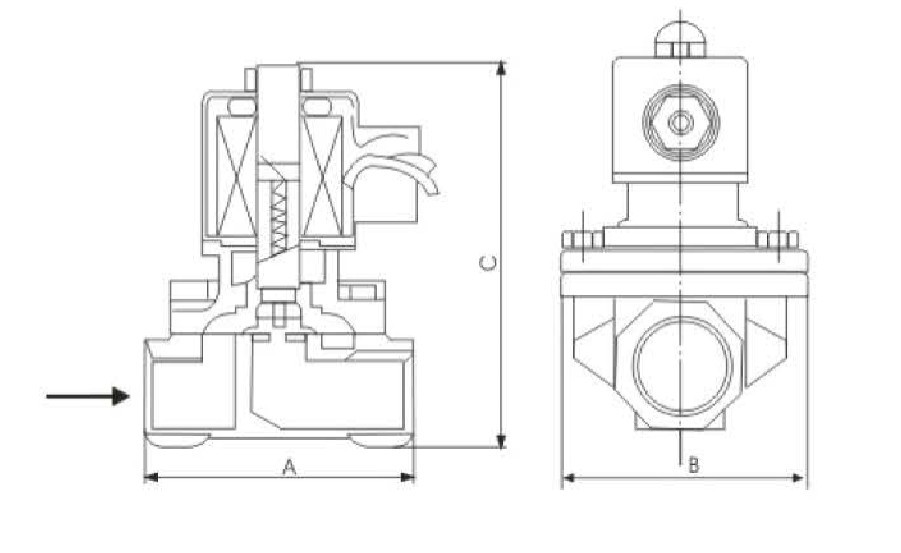 2W-25 Underwater Solenoid Valve 1/2 Inch 3/4 Inch 1 Inch 12V With Diaphragm