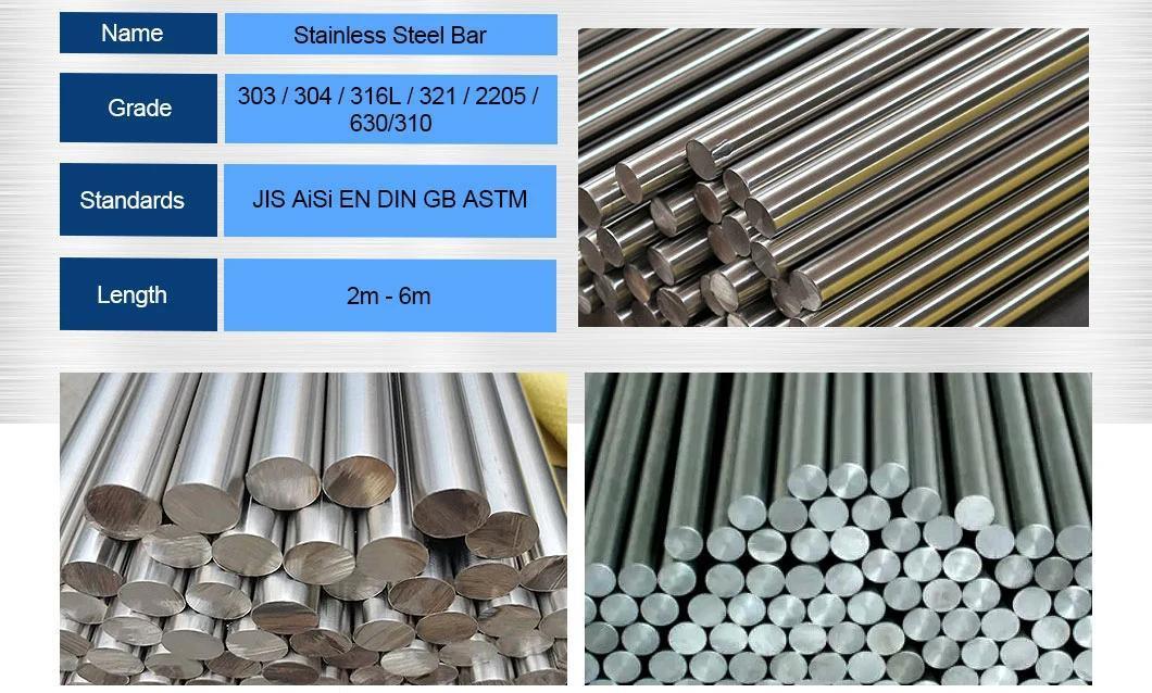 ASTM AISI Ss Bright Rod 201 430 321 309S 310S 904L 254mo 253mA 17-4pH 630 631 2205 2507 316 316L 304 Stainless Steel Round Bar