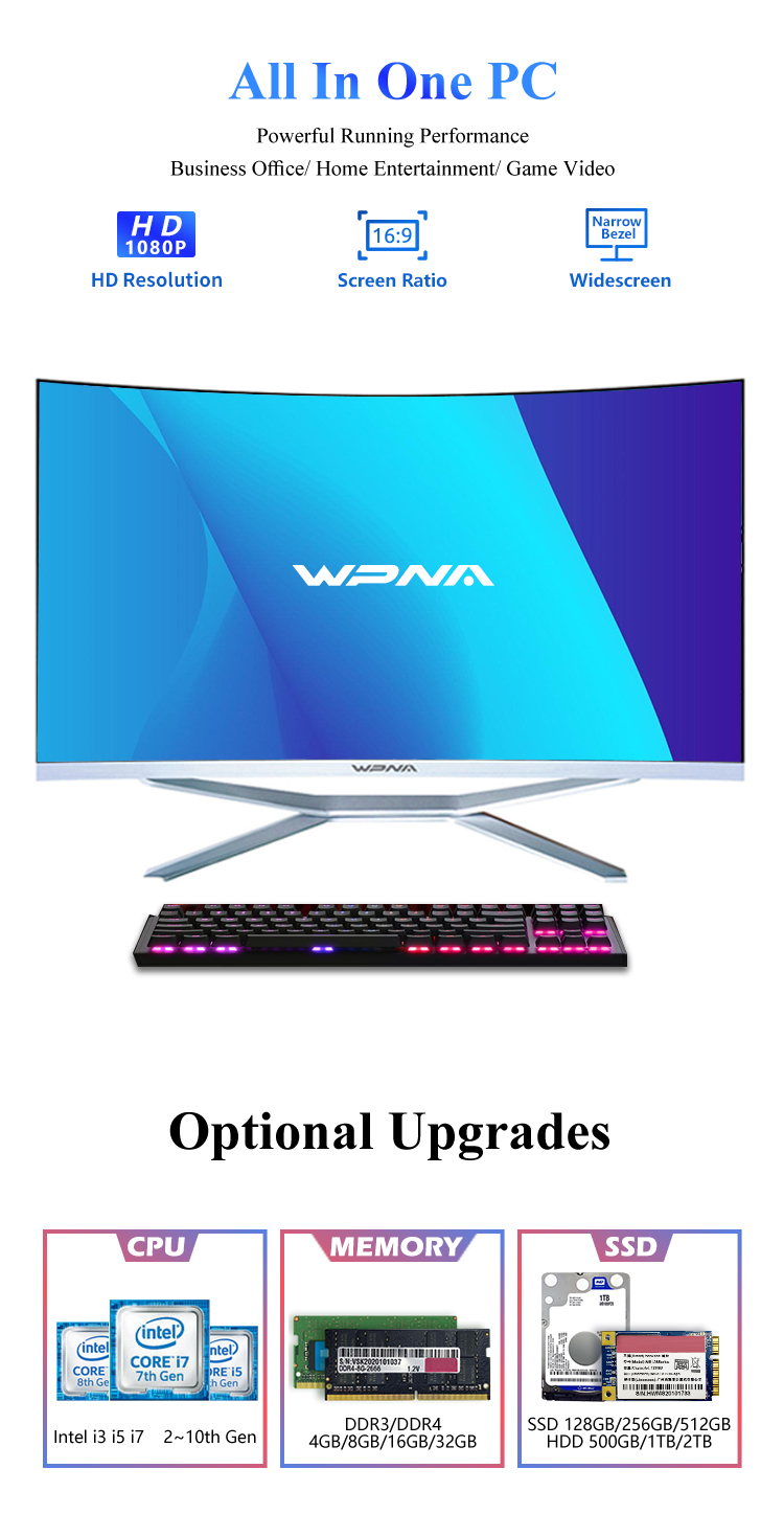 Laptop Computer 27 Inch Core I5 WIN 10 OS All In One Desktop Pc Gamer For Home Office