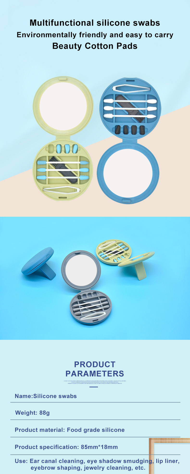 90g Silicone Houseware Silicone Cotton Swab Collection Box Set