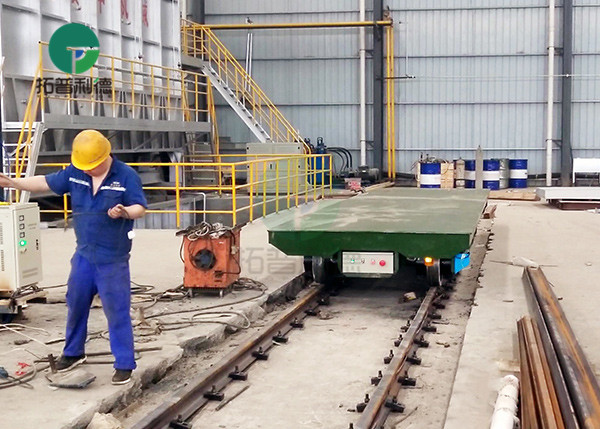 10-45 Ton Rail Guided Container Motorized Transfer Carts Trolley On Wheels