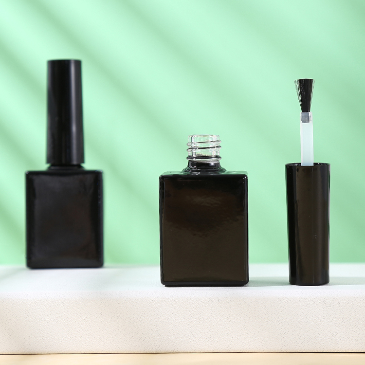 Custom Made Square Shape White Matte 15ml UV Gel Containers Empty Nail Polish Glue Bottle with Cap and Brush Glass Base