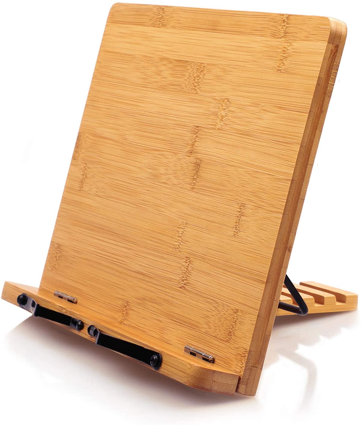 Bamboo Book Stand Cookbook Holder Desk Reading Foldable and Portable Kitchen Wooden Cooking Bookstand