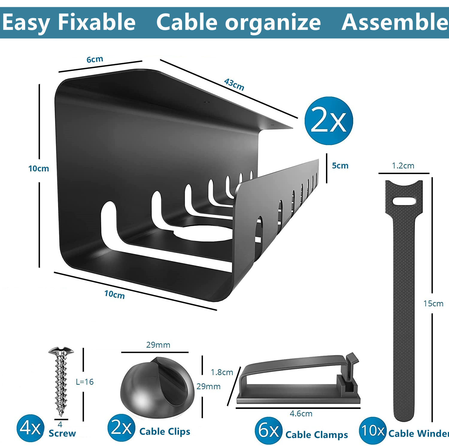 Maximize Space with Perforated Computer Desk Cable Management Rack Tray 43x10x10cm