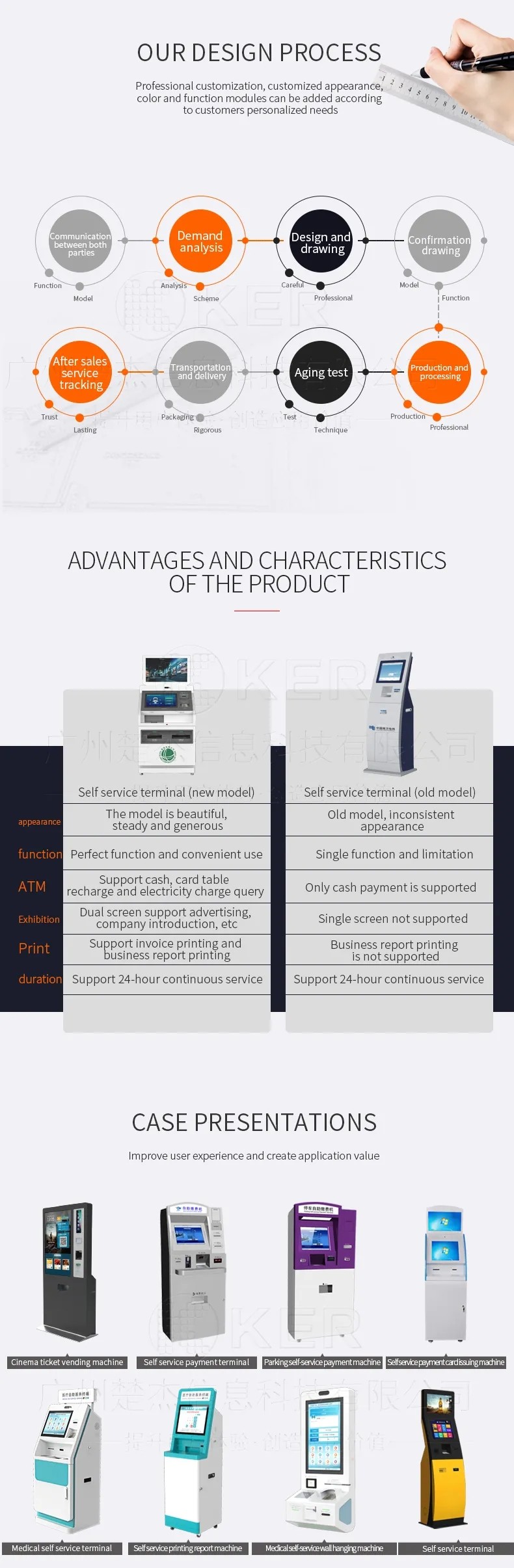 Freestanding 21.5 inch android touch screen kiosk self service report print terminal