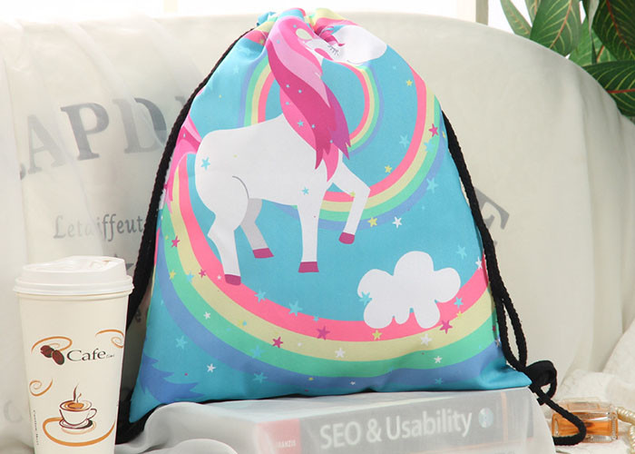 Sports Cloth Drawstring Bag Backpack Silk Screen Printed