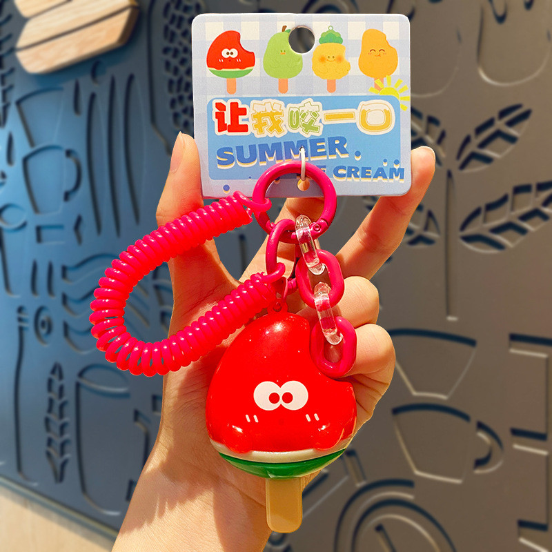 Cartoon Keychain Set Soft Touch Fruit Pendant Key Ring for Kids Party Favors School and Office