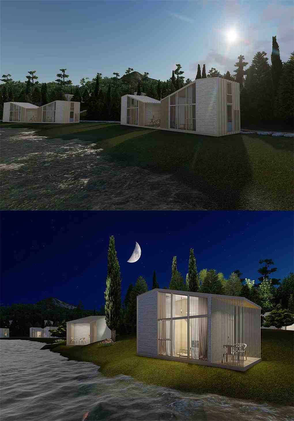 Relucent 1 Bedroom Prefabricated Homes / Modern Beautiful Wooden House