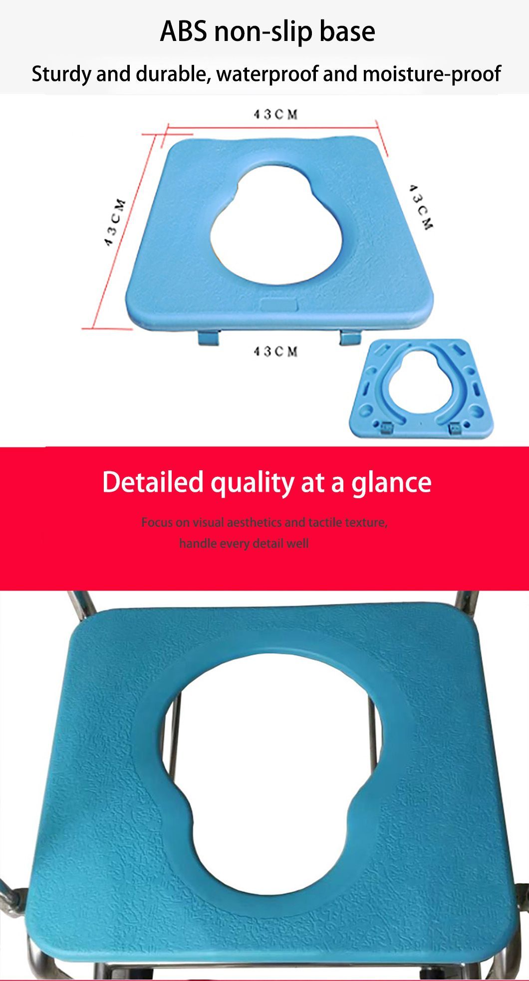Bathroom Medical Safety Home Care Manual Shower Toilet Chair with Wheels