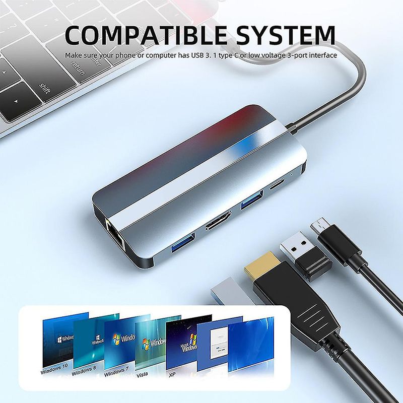 USB C Type C Hub Multiport Dock Station with Video Transfer Charging Network Function