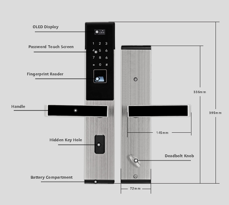 Combination Keypad Hotel Door Locks OLED Display With Password Card