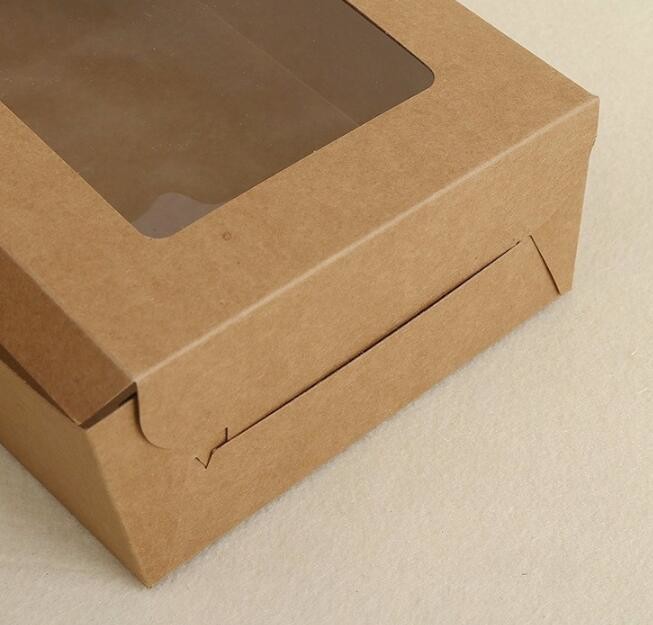 Cheap Cardboard foldable kraft paper lunch box with window,Lunch noodle fast food kraft paper box by customized logo pri