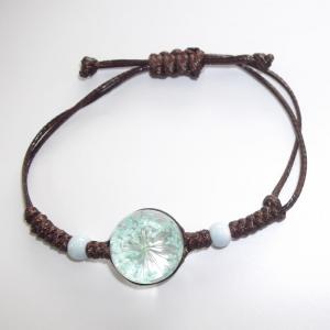  Dried Gypsophila Glass Dome Bead Bracelet with Hand Woven adjustable waxed cotton cord 8” Manufactures