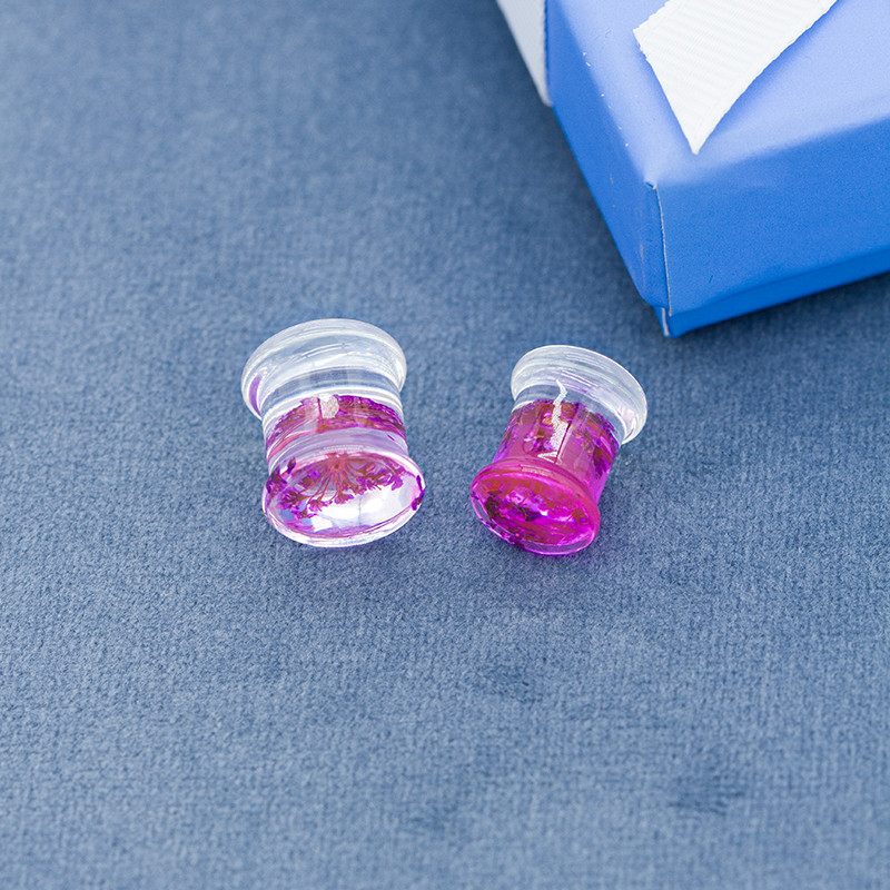 Acrylic Ear Plug Tunnels Jewelry 25mm Purple Dried Flower Inside