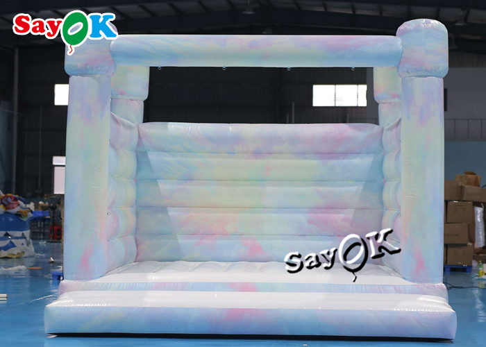 White PVC Wedding Party Moon Bounce Castle 4.3m 14ft Inflatable With Printing