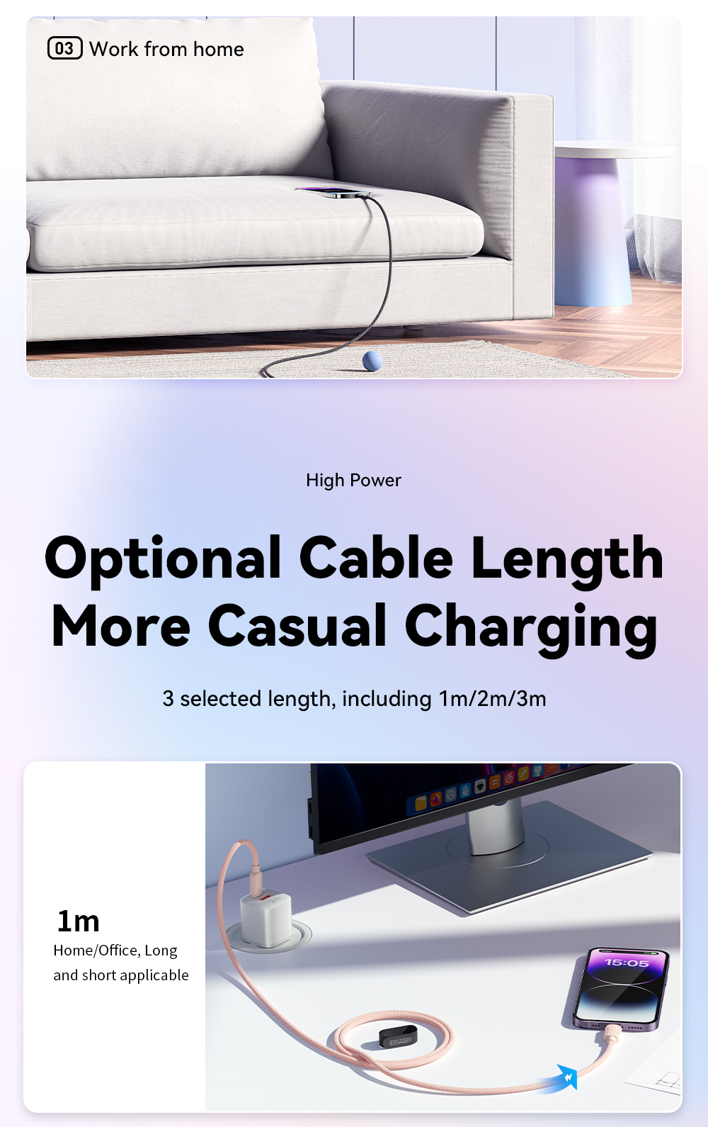 ESSAGER C-L PD 29W IP 12 13 15 USB C Cable Fast Charging ES-X46 Series