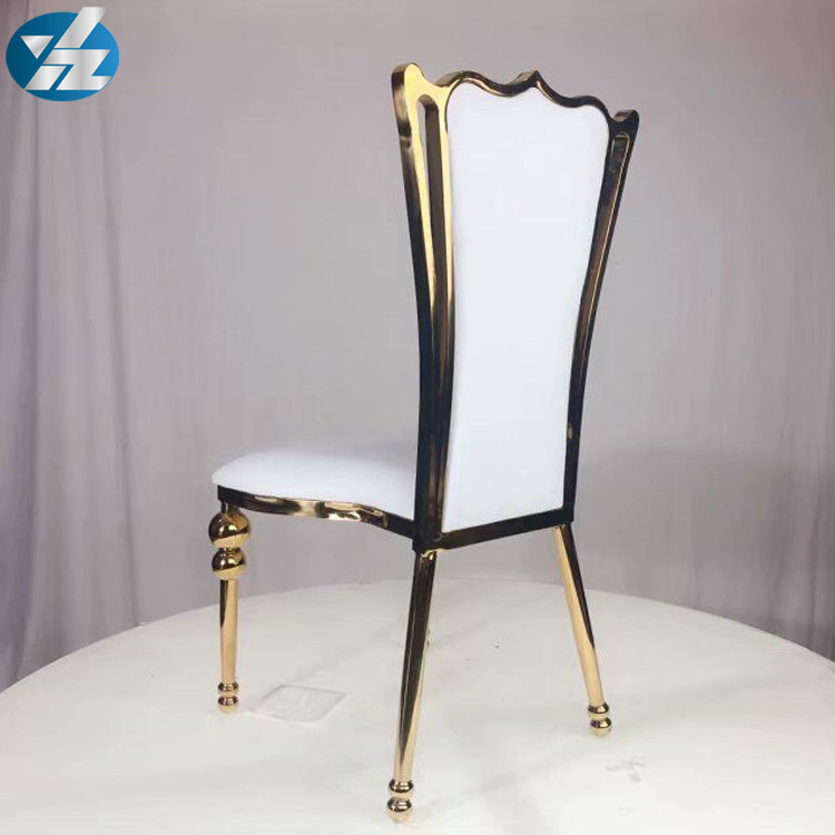 White Black Royal Crown Chair Wedding Banquet Chair Stainless Steel Gold Round Chair Legs