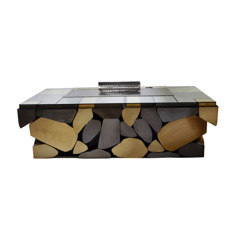 10 Seat Marble Countertop Induction Japanese Teppanyaki Grill Table