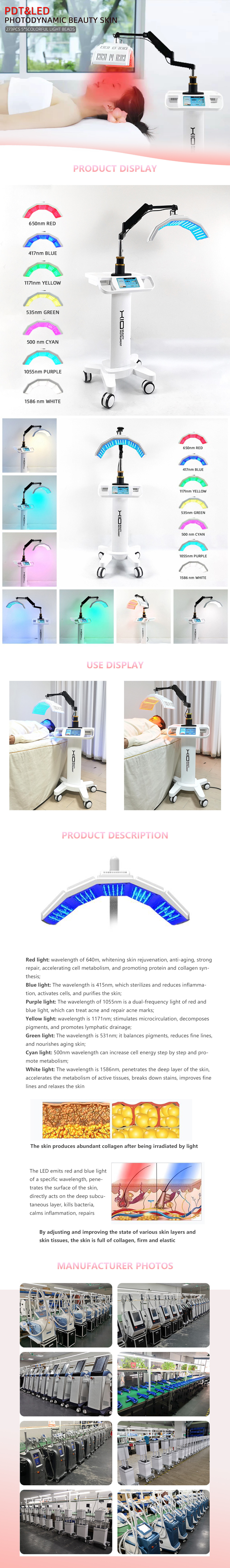 Ce Vertical 7 Colors PDT LED Light Therapy Machine For Sensitive Skin