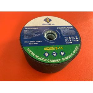 4 Inch Abrasive Green Silicon Carbide Grinding Stone With 5/8-11 Thread For Granite 4X2X5/8-11,80 Grit