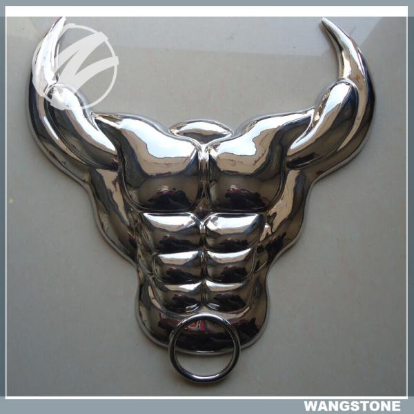 50cm Metal Wall Sculpture Painted Buffalo Skull Wall Art Stainless Steel