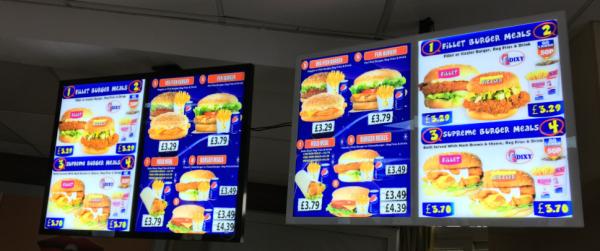 Adjustable shop store restaurant hanging menu display Aluminum Magnetic LED
