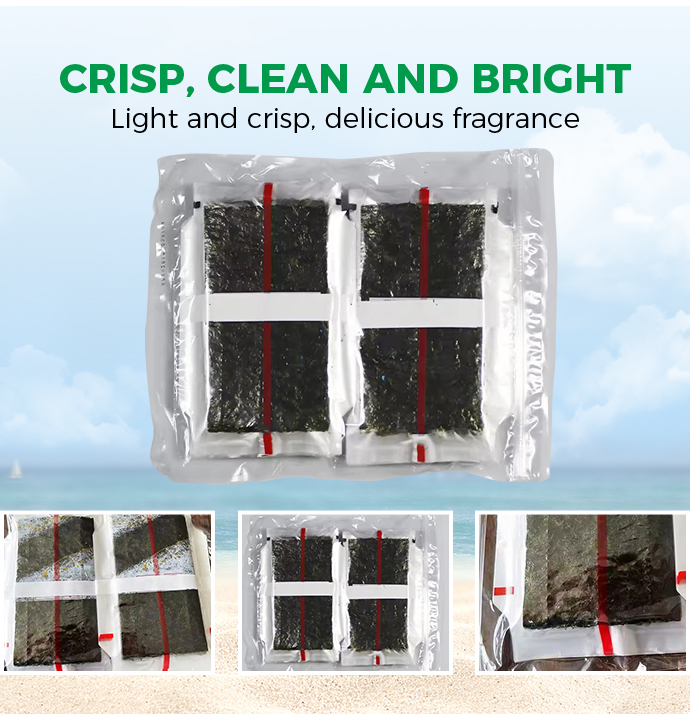 Dark Green Custom Safe Food Triangle Plastic Onigiri Nori Rice Seaweed Nori Sheets