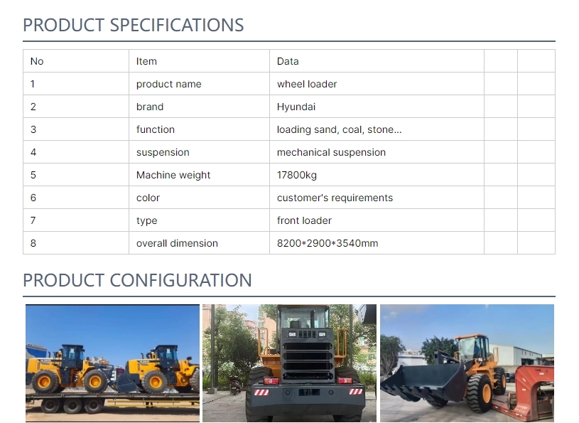 Hyndai High-Performance Wheel Loader Hyundai Durable Construction Machinery