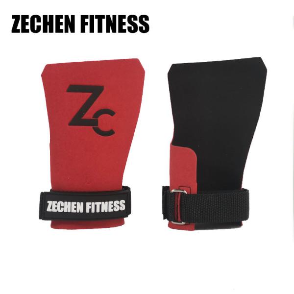 Red Fingerless Crossfit Grips Palm Protection Microfiber Leather Gymnastic Hand