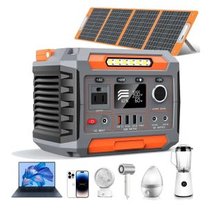 1x AC Pure Sine Wave Output Solar Power Supply with Flashlight and Lithium Ion Battery