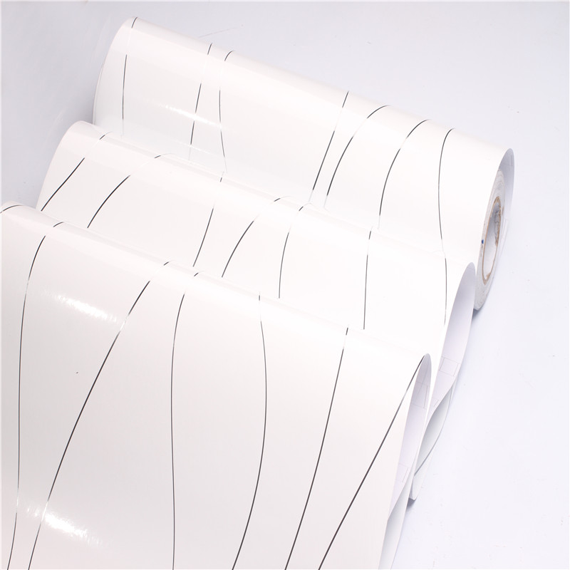 High Glossy Self Adhesive PVC Vinyl Waterproof Oil Proof Film Wallpaper for Kitchen Cabinet Wardrobe Modern Design Style