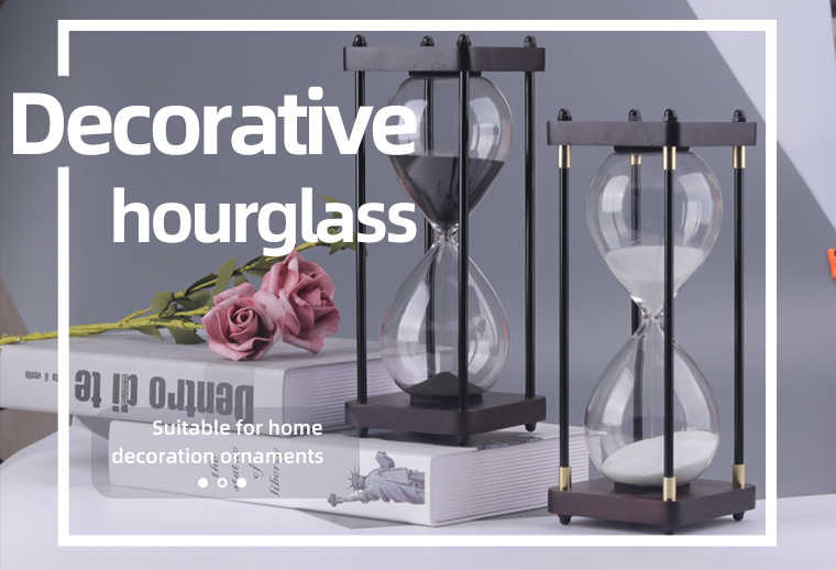 Black 30 Minute Hourglass Sand Timer Custom Logo For Business Gift