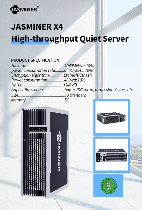 480W ETC ETH Asic Miner Jasminer X4-Q 1040M Profitability Asic Miner
