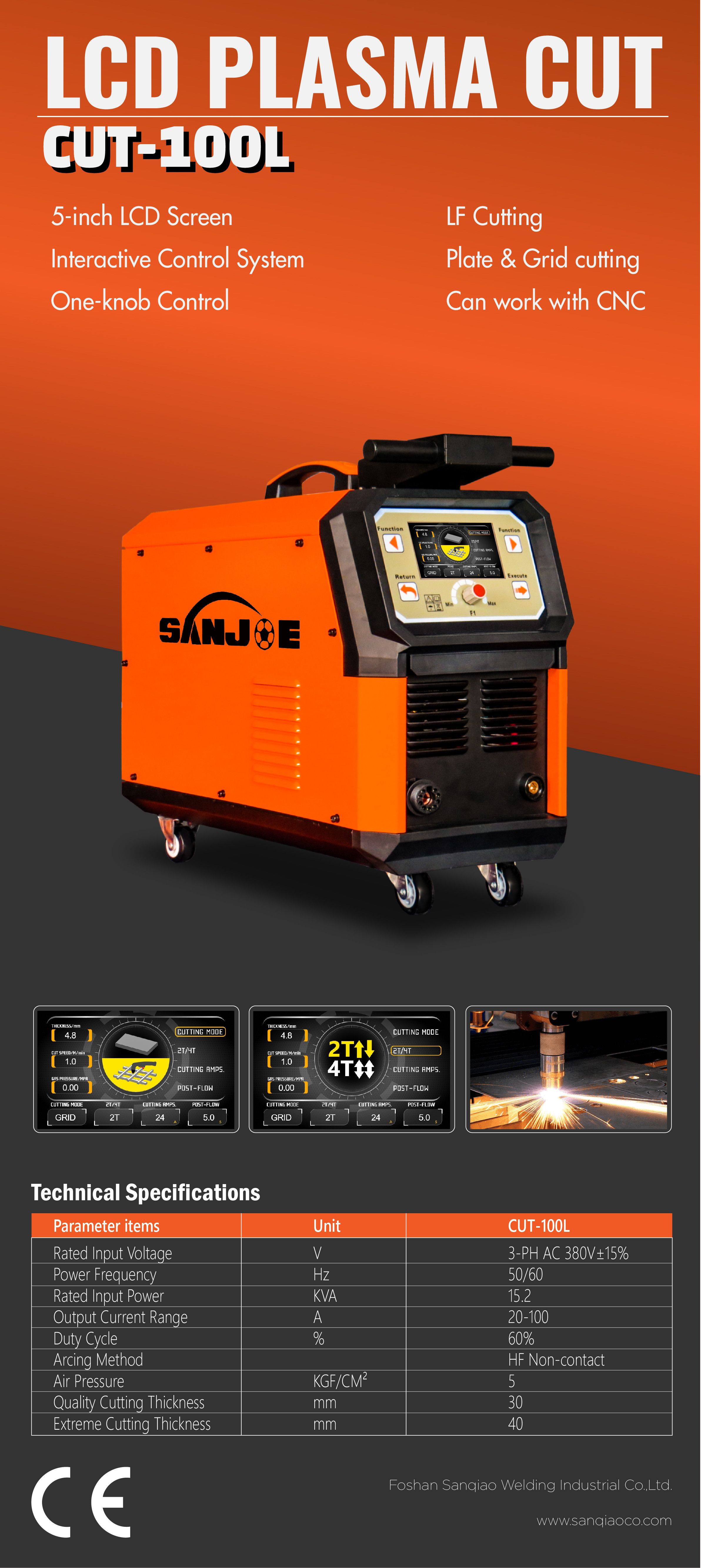 LCD display 100A IGBT CUT-100L Plasma Cutter grid cutting CNC using Cutting machine