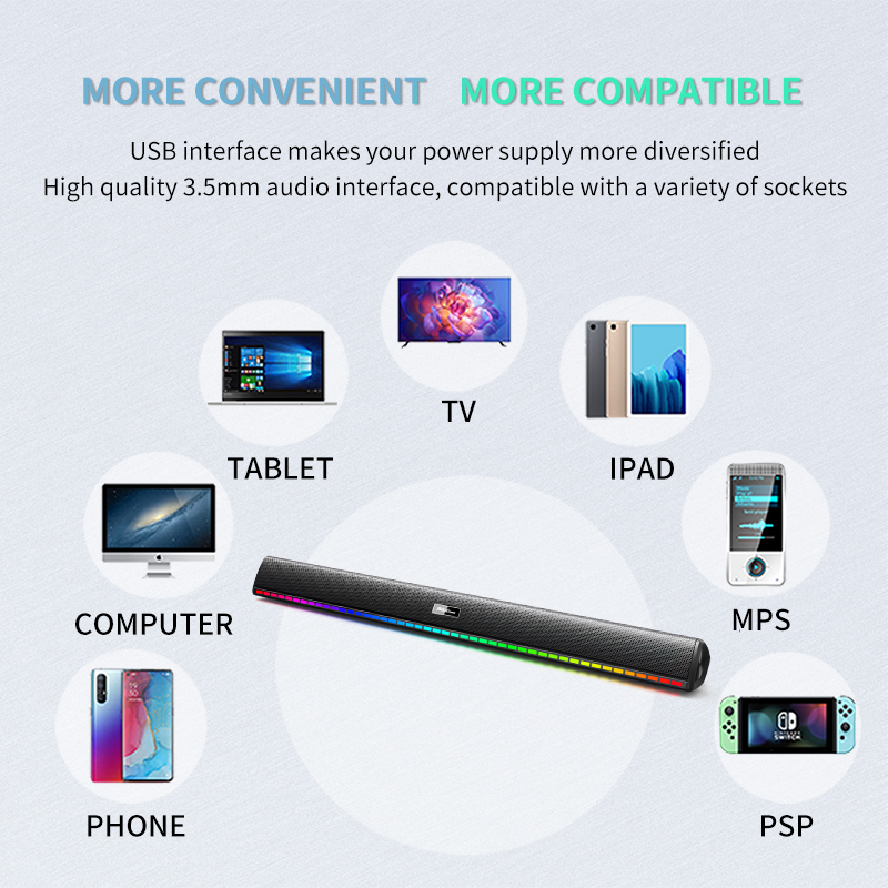 Black TV Sound Bar With Subwoofer Active Speaker Wireless Multimedia For Black Myth Goku Home Theatre System