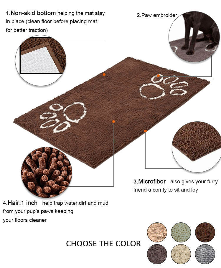 Microfiber Chenille Outdoor Pet Gear Placemat for Sloppy Dogs