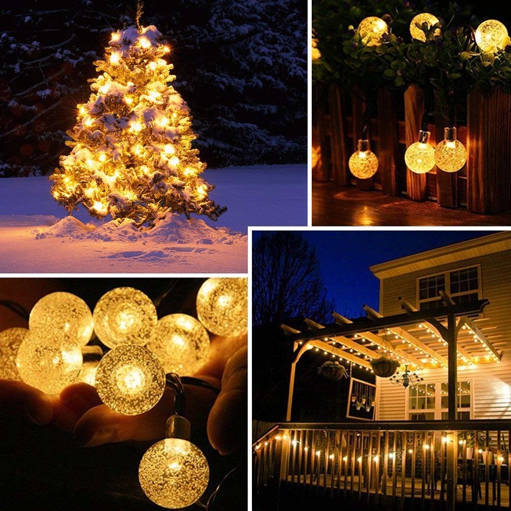 LED Crystal Ball LED Solar Lamp Power LED String Fairy Lights Garlands Garden Christmas Decor for Outdoor