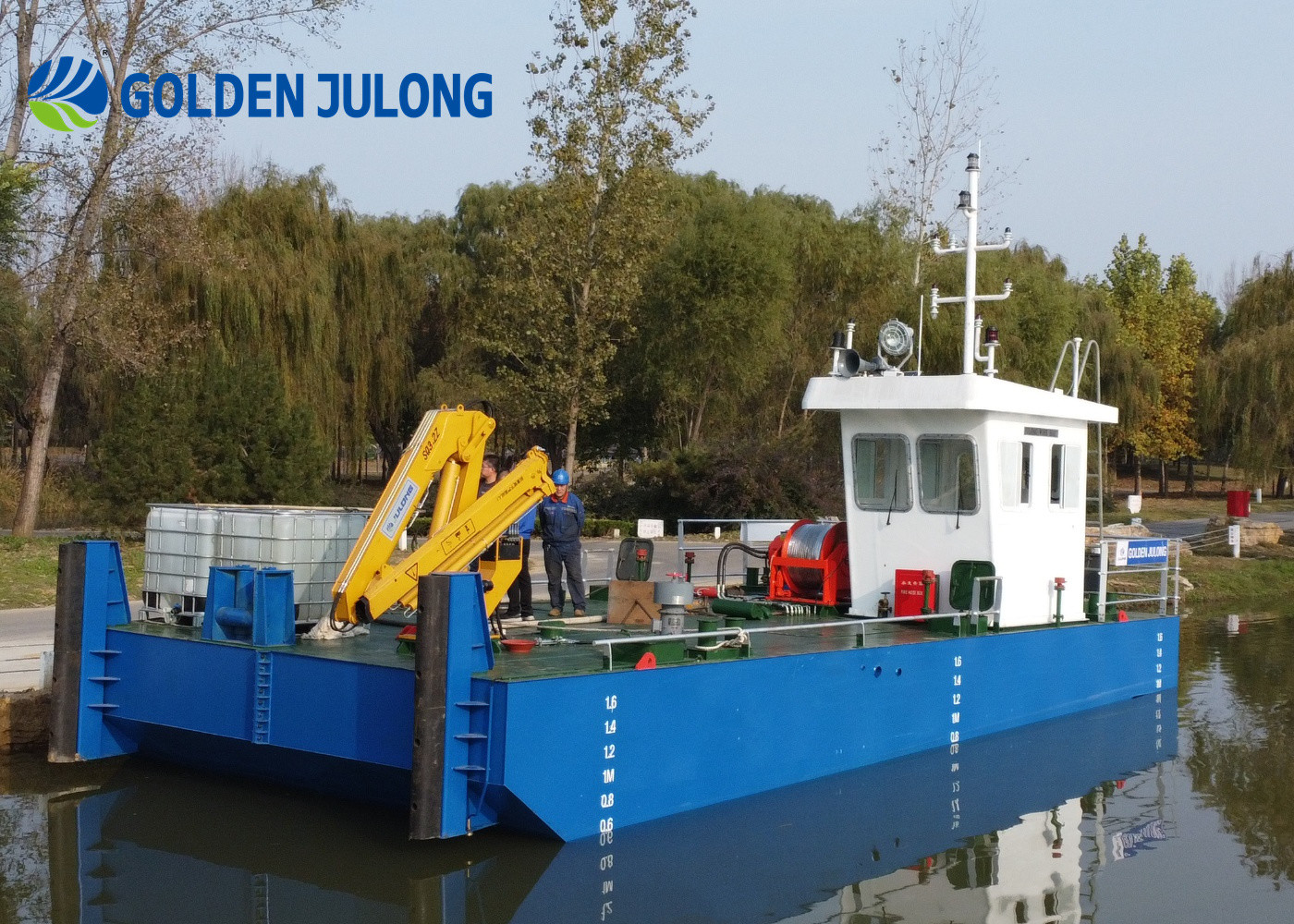 Hydraulic Multi Cat Work Boat for Dredger Working Speed 8-10 knots 2 Pieces Propeller