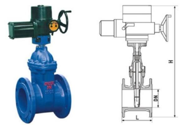 RVEX electric resilient seated gate power station valve grey cast iron 50 -
