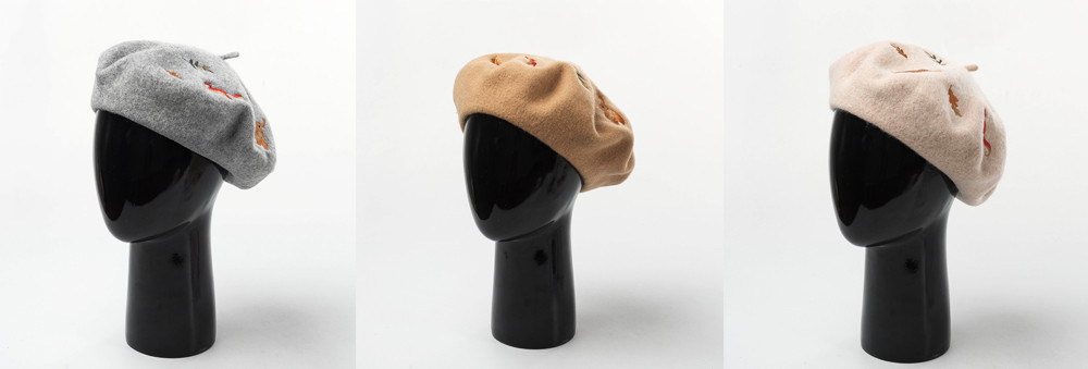 Multi Color Women Beret Cap Hat 3D Embroidery ECO Printing OEM