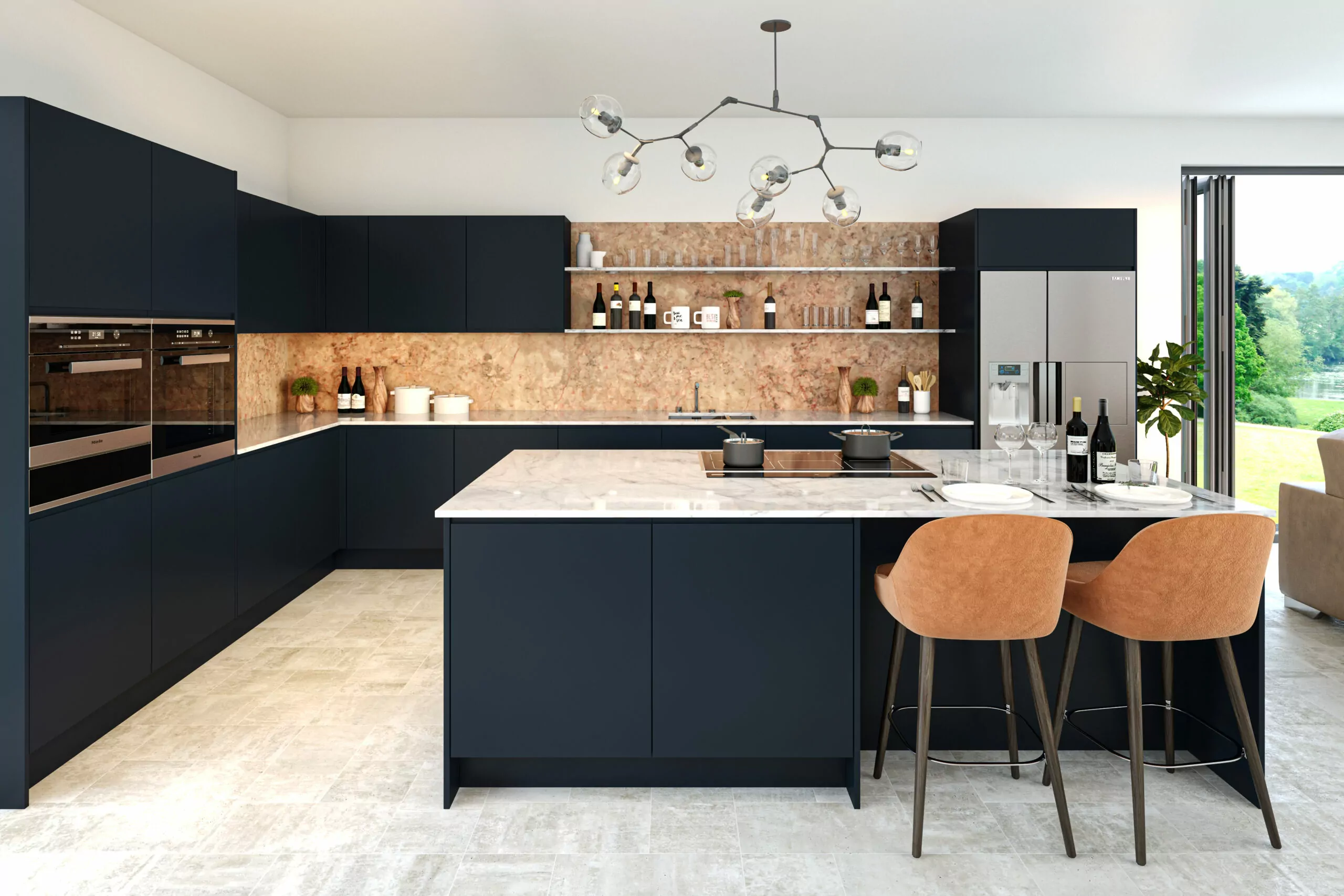 Modern Custom Lacquer Kitchen Cabinet Units with Veneer Color Customization Option