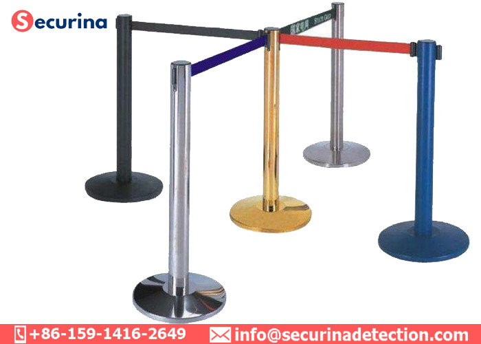 910mm Height Security Posts And Bollards , Retractable Belt Barriers Stainless Steel