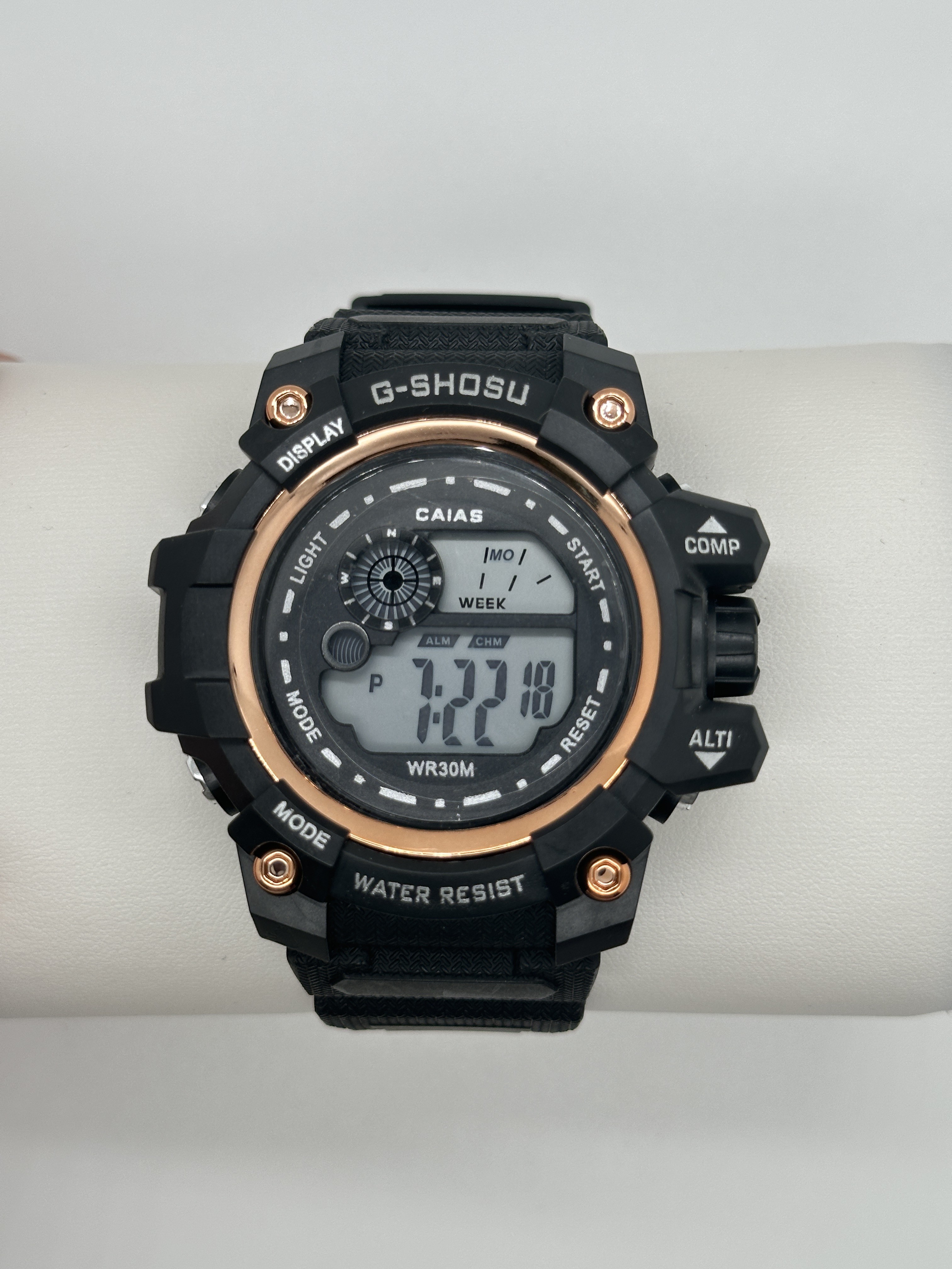 Quartz Digital Sports Watch Waterproof With Black Silicone Band