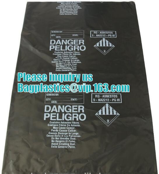 Hazardous Waste Yellow Plastic Bag Asbestos Garbage Bag,large size thicker LDPE asbestos remove bags,asbestos garbage ba