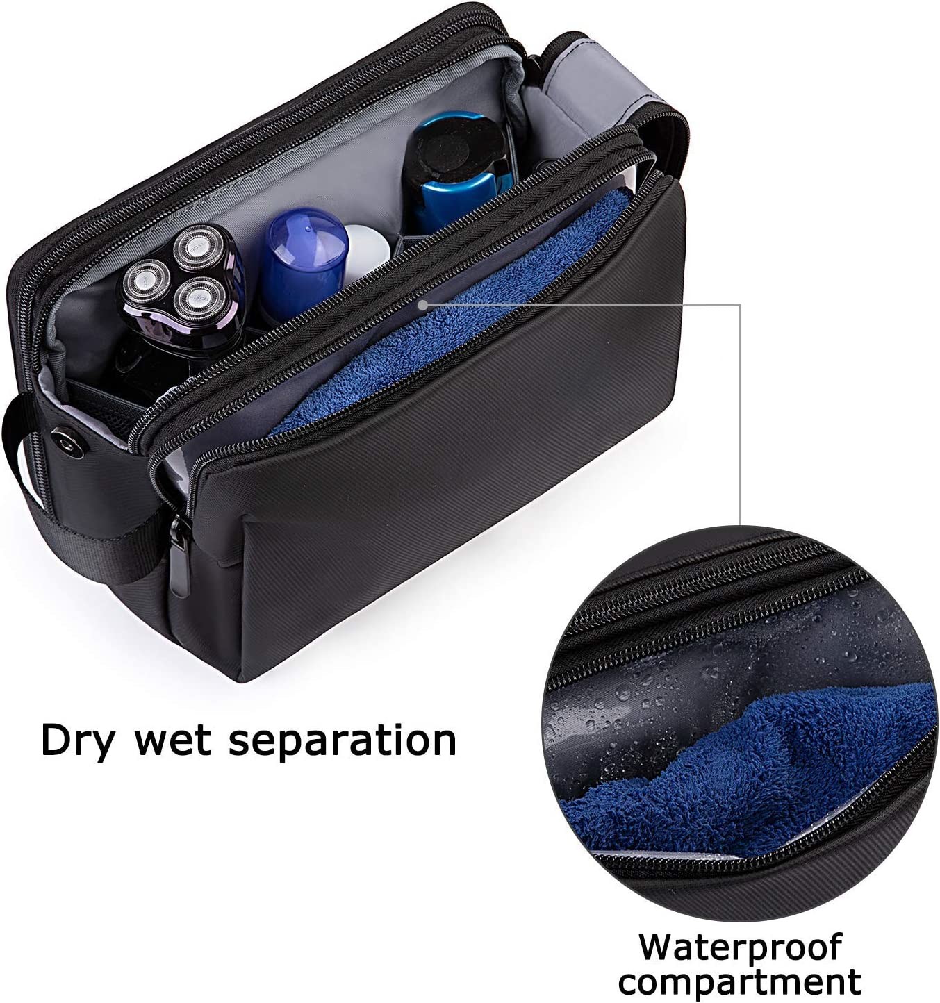 Travel Toiletry Organizer Dopp Kit Water-resistant Shaving Bag Shockproof protective &Storgae Toiletry Bag for Men